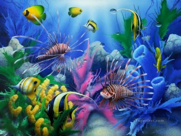 魚の水族館 Painting - 海中の海のライオン